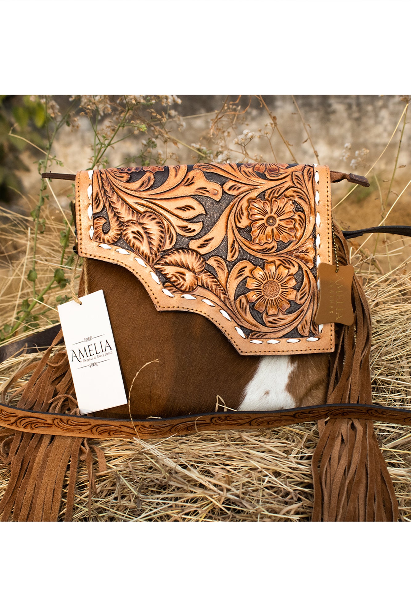 Hair-On Hand Tooled Shoulder Bags