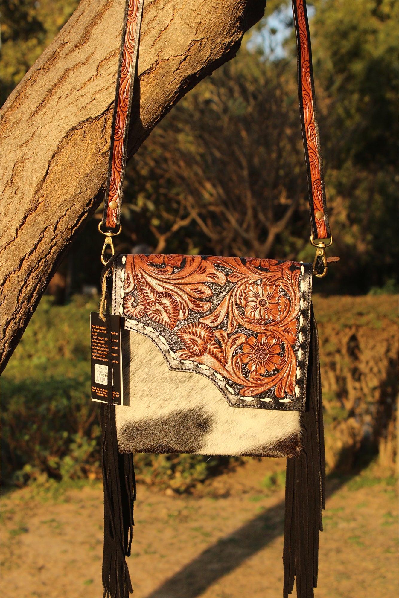 Hair-On Hand Tooled Shoulder Bags