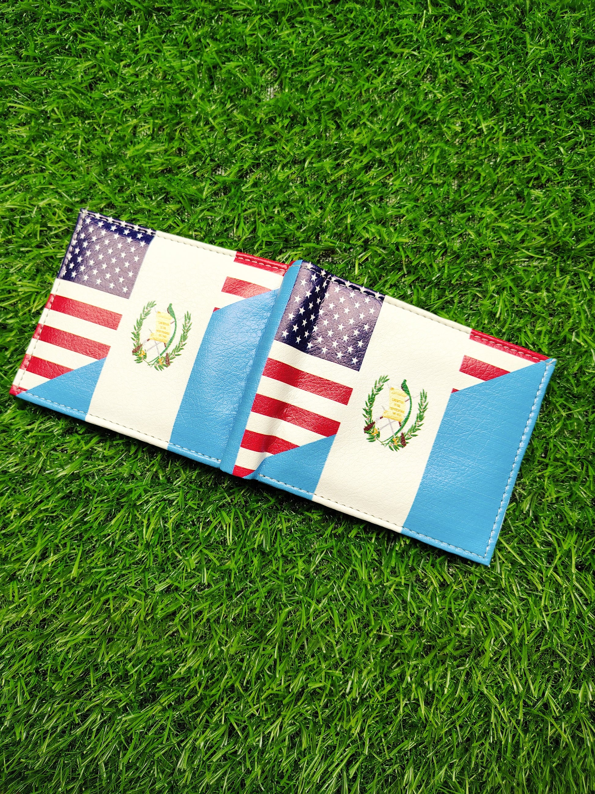 American & Guatemala Flag Print Bifold Wallet