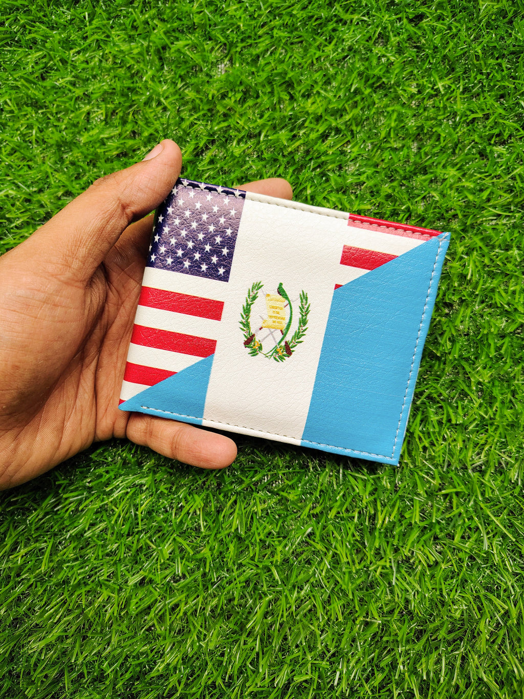 American & Guatemala Flag Print Bifold Wallet