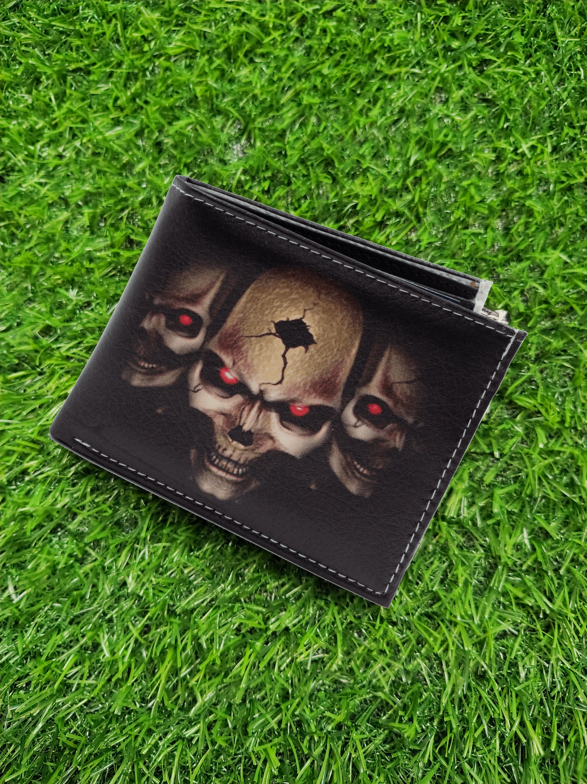 Three Skulls Print Bifold Wallet