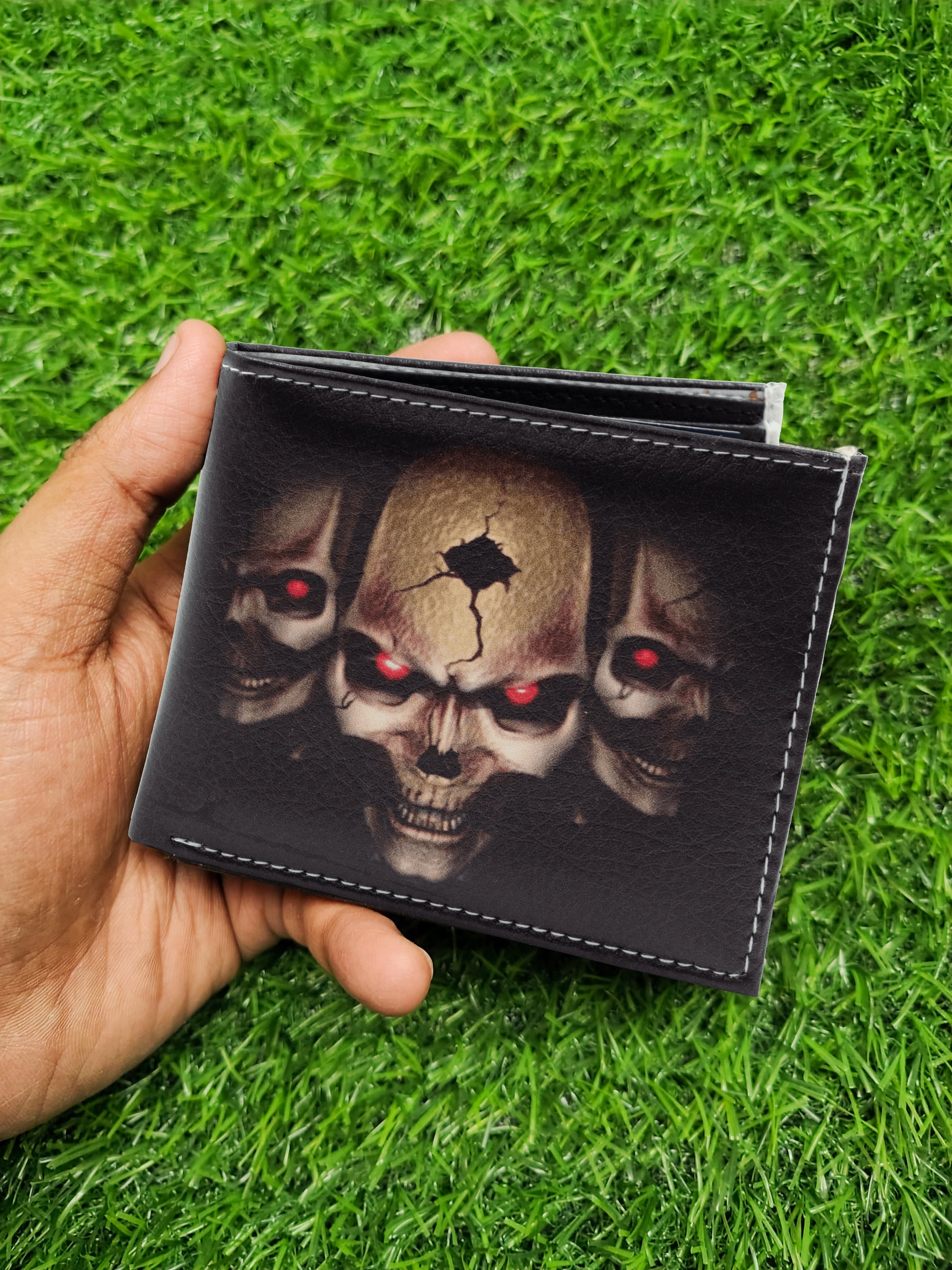 Three Skulls Print Bifold Wallet