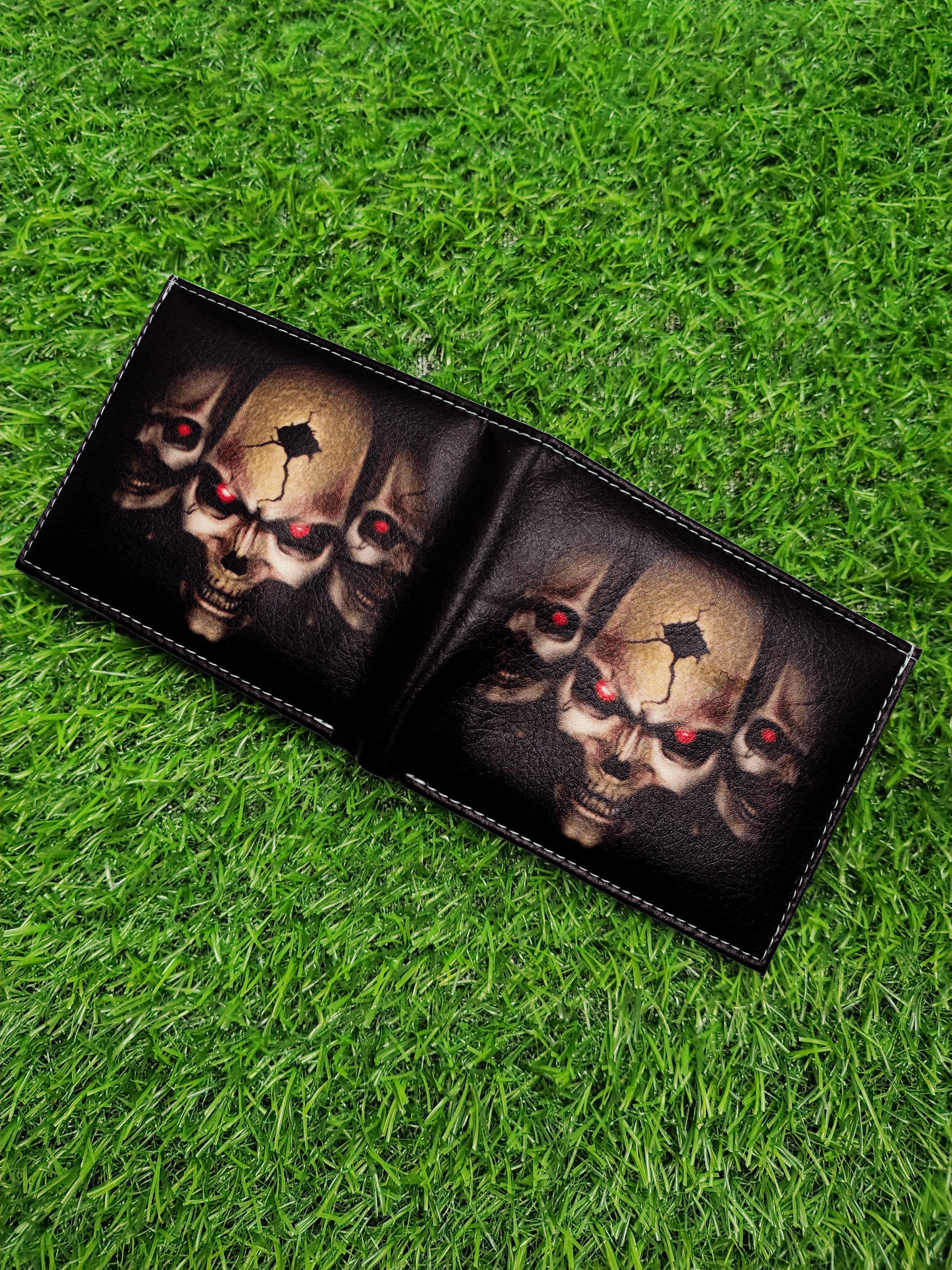 Three Skulls Print Bifold Wallet