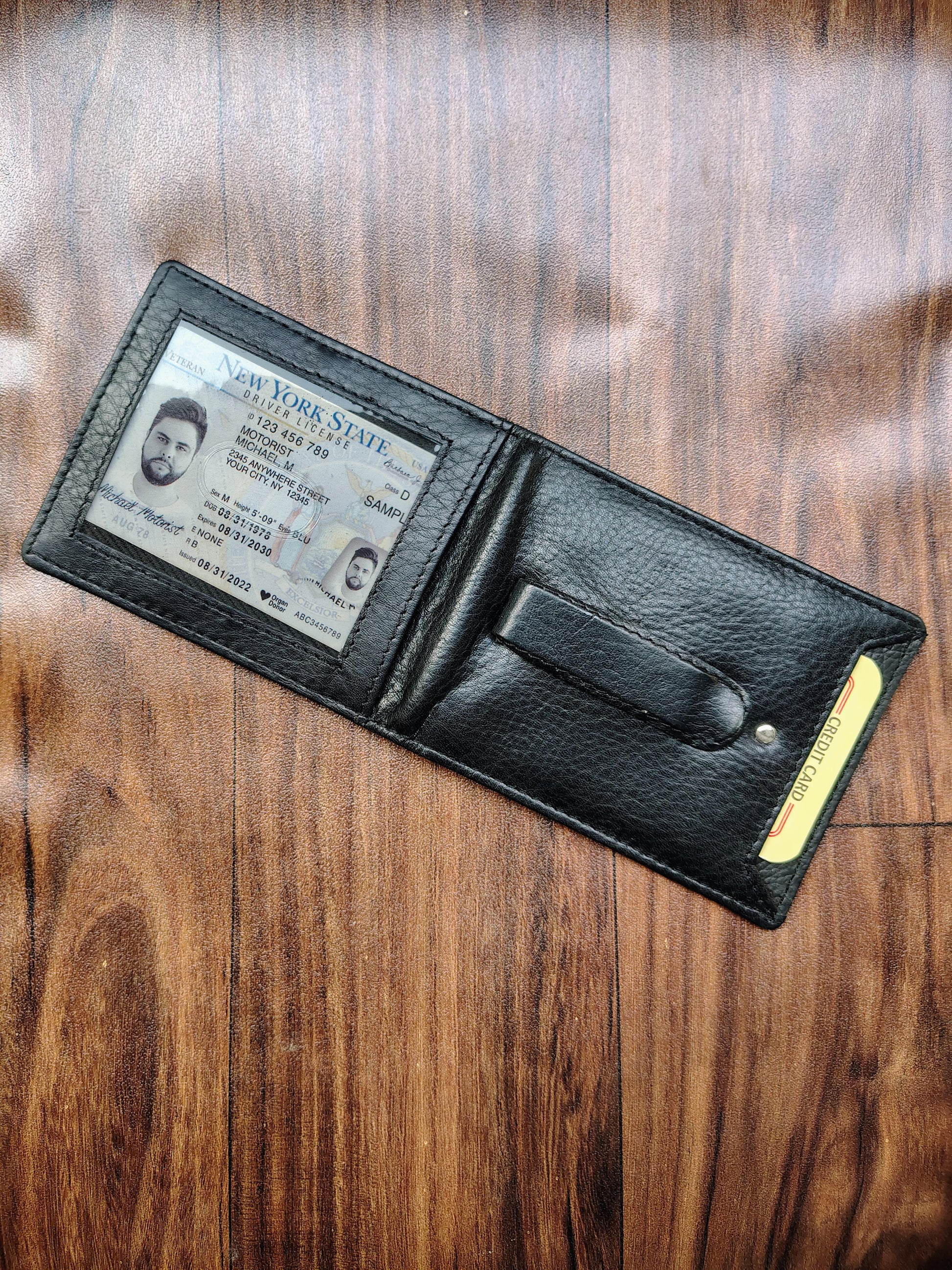 Bifold Money Clip Wallet with Bill Holder